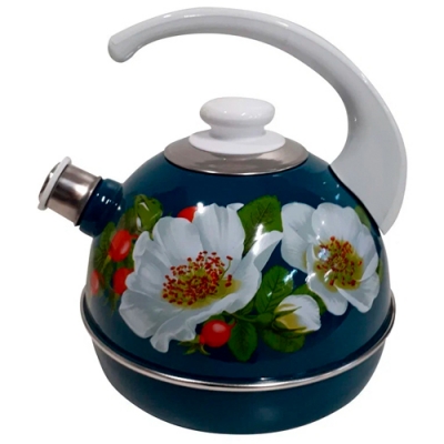 Чайник 3,5 л.(подвиж.ручка) - бирюзовый/маричка (декор- нерж.сталь)ТМ04/35/06/33 (г.Ростов)