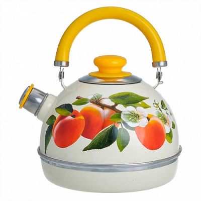 Чайник 3,5л (жел.мет.подвиж.ручка) -слон.кость/абрикос (декор-нерж.сталь) TMM04/35/04/31/H16