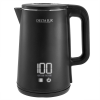 Чайник электрический Delta Lux DE-1023, черный, двойной корпус, LCD дисплей, 5 режимов, 1,8л, 2000Вт
