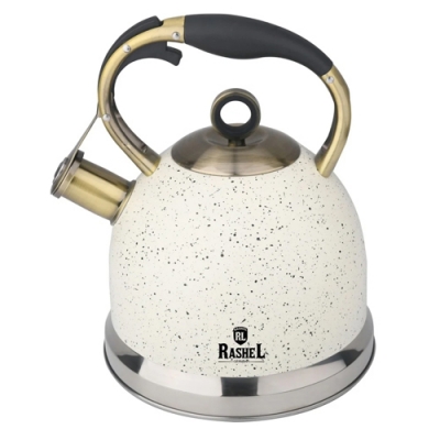 Чайник из нержавеющей стали 3 л со свистком ,цвет: кремовый гранит R-7737