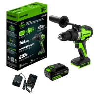 Дрель-шуруповерт аккумуляторная Greenworks GD24DD140,б/щет,70/140Нм, 1x4Ач,ЗУ,кор (3707607CUB)