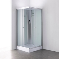 Душевая кабина EvaGold квадрат F901WS-Q (90*90,низ.под.,рифл.стек.,бел.стен.,хром матовый проф.4к.)