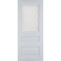 Дверь Эк шпон "Техно-Классик"Венеция-2 ост. мат. с витражным стеклом Белый софт _60