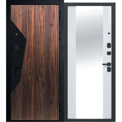 Дверь мет.9 см МДФ/МДФ Геометрия Эмалит белый зеркало 860 правая (Россия) 84,4кг