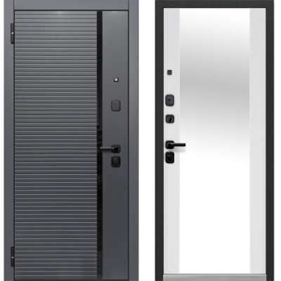 Дверь мет.LUXOR 2МДФ Горизонталь Зерало 960 левая