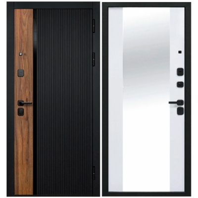 Дверь металлическая Ferroni Кантри Эмалит белый Зеркало 860 правая