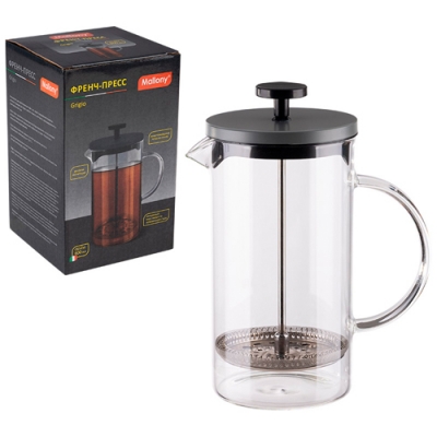Френч-пресс Grigio, объём: 600 мл, со стеклянной ручкой/с окрашенной стальной крышкой арт.108386 Френч-пресс Grigio, объём: 600 мл, со стеклянной ручкой/с окрашенной стальной крышкой арт.108386