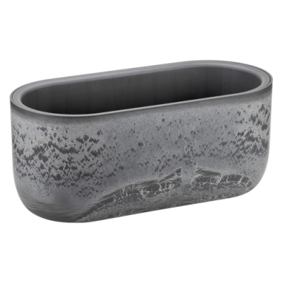 Кашпо МИКРИТ IDEA овальное 385x180мм 6л со вставкой серый слайн М3274