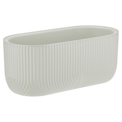 Кашпо РАМОНА IDEA овальное 385x180мм 6л со вставкой белый ротанг М3273