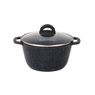 Кастрюля 4,5л со стеклянной крышкой, АП линия "Granit" (black) "Kukmara" кгч45а