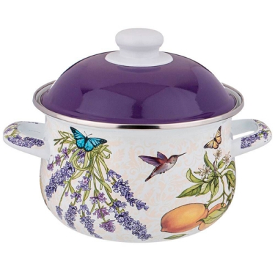 Кастрюля agness эмалированная с эмал.крышкой серия "Прованс лимоны"1.5 л, 16*10 см 934-545