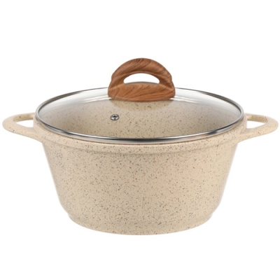 Кастрюля алюминий, антипригарное покрытие, 2 л, с крышкой, крышка стекло, круглая, Гурман, Estima, Г