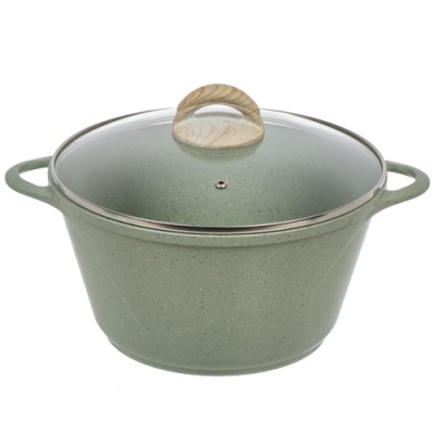 Кастрюля алюминий, антипригарное покрытие, 5 л, с крышкой, крышка стекло, круглая, Гурман, Мята, ГМк