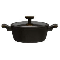 Кастрюля а/п литая 4 л с индукционным дном, стекл. крышка, d=24 см цвет: чёрный (R-27424) "МАРУСЯ"