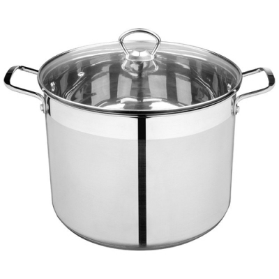 Кастрюля CULINARIA, объем 12,9 л, из нерж стали с крышкой из жаропрочного стекла арт.105803