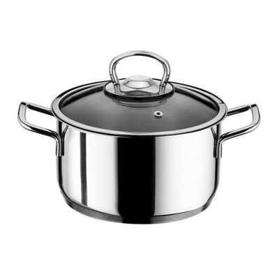 Кастрюля нерж. сталь 26х16 см, 8.0л. Марта, стекл. крышка , "КАТЮША" код.К-100-26-0