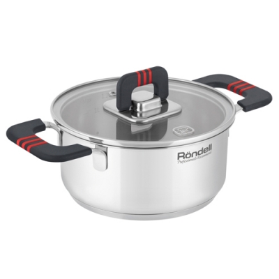 Кастрюля Rondell Stripes RDS-1636 1.2л. d=16см (с крышкой) стальной