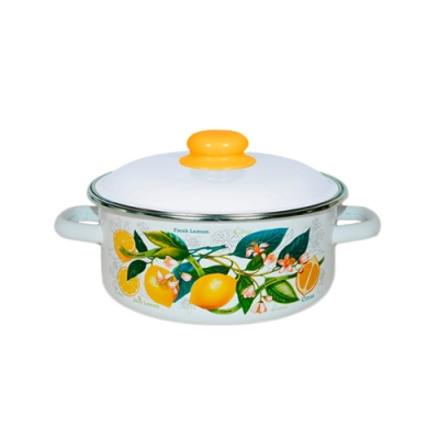 Кастрюля цил. 4л, белосн., Лимоны в цвету, 1RB221M