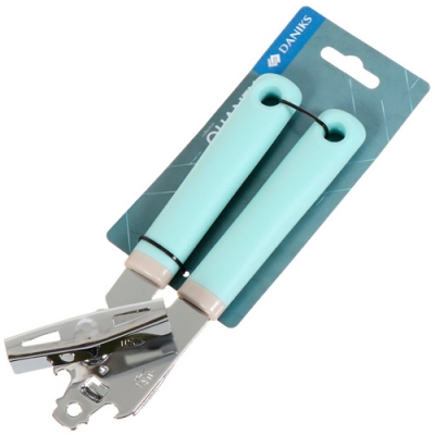 Ключ консервный нержавеющая сталь, пластиковая ручка, навеска, голубой, Daniks, Кванти, YW-KT580-17