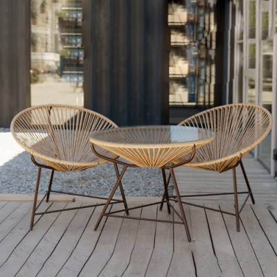 Комплект мебели "Патера" цвет кавказский орех (стол и 2 стула)+стекло 4мм д810мм