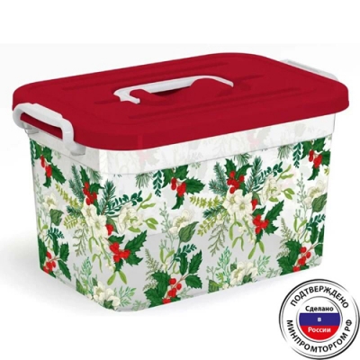Контейнер для хранения с крышкой Зимние цветы 6,5л С80986 Полимербыт