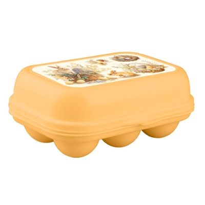 Контейнер для яиц с декором 172х130х75 мм (желтый) арт.4352323 Бытпласт