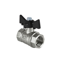 Кран шаровой латунный DeltaPro для ВОДЫ 1/2" ВР/ВР бабочка, НИКЕЛИР-Й VALFEX 11Б27фт1М (136/34)
