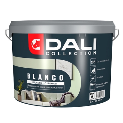 Краска Dali Collection BLANCO - 9 л. База А - краска для стен и потолков (65162)