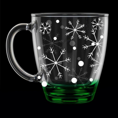 Кружка для чая 350мл. арт.2025-ГН9 "Снегопад"(зеленый)