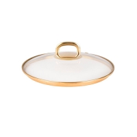 Крышка стеклян.260мм, с ободом и пароотвод.из нерж. ст. под золото и ручкой-кнопкой "Kukmara"С26Т115