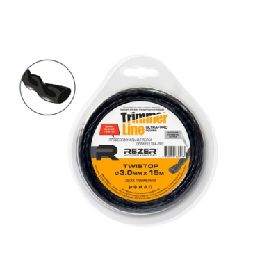 Леска для триммера Rezer Ultra-pro TWISTOP 3.0мм 15м эллипс Rezer 30644
