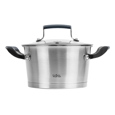 LR02-280 Кастрюля LARA (нерж) ВЕНЕРА 20x11см 3.1л, капсулированное индукционное дно, стекл. крышка