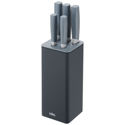 LR05-71 LARA Набор ножей 6 предметов: Подставка (квадрат) + 5 ножей (Soft touch)