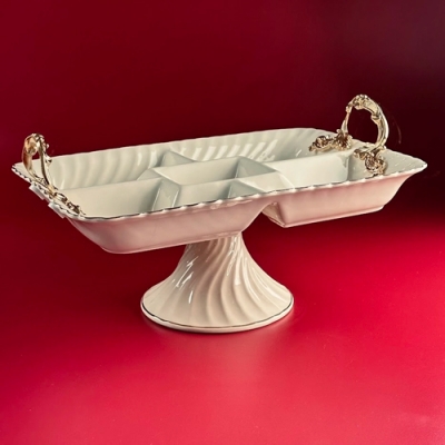 Менажница 35,5см на ножке с ручками ЖОЗЕ в под.уп.(х4)Фарфор арт.305-129