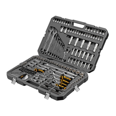 Набор инструментов, 1/2", 1/4", 3/8", CrV, S2, пластиковый кейс, 216 предметов// Denzel арт.15807
