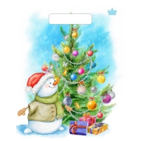 Пакет с вырубной неусиленной ручкой 23х30см (30) (Дружок- Снеговичок) НГ Тико (х100/3000) ВНР56848