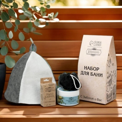 Подарочный набор Добропаров "4 в 1" Мыло, скраб, шапка комбинированная, мочалка черная 10398944