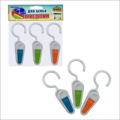 Прищепки для белья с крючком пл (3 шт) 10см NEW, 75.72 (МультиДом) Прищепки для белья с крючком пл (3 шт) 10см NEW, 75.72 (МультиДом)