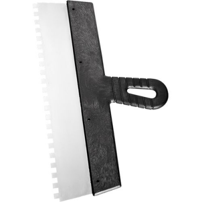 Шпатель из нержавеющей стали, 200 мм, зуб 8х8 мм, пластмассовая ручка // СИБРТЕХ арт.85473 Шпатель из нержавеющей стали, 200 мм, зуб 8х8 мм, пластмассовая ручка // СИБРТЕХ арт.85473