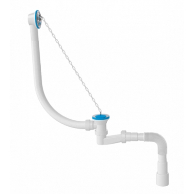 Сифон для ванны низкий, с пластмассовой цепочкой 25 шт в коробке 1521