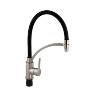 Смеситель для кухни, гибкий чёрный излив с фиксацией, корпус из нержавеющей стали MAGNUS 9421