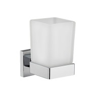 Стакан стеклянный с креплением к стене, на квадратном основании, цвет ХРОМ. GFmark 84005