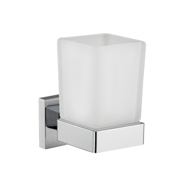 Стакан стеклянный с креплением к стене, на квадратном основании, цвет ХРОМ. GFmark 84005 Стакан стеклянный с креплением к стене, на квадратном основании, цвет ХРОМ. GFmark 84005