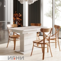 Стол Игни Шамбор 1240*750/300 (руч мех) пластик королевский опал свет, подстолье белый глян (301)