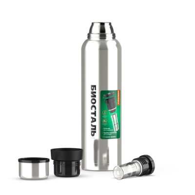 Термос "BIOSTAL-ОХОТА" у/г NBR-1600Z, 2 чашки, пробка с ситечком БИОСТАЛЬ