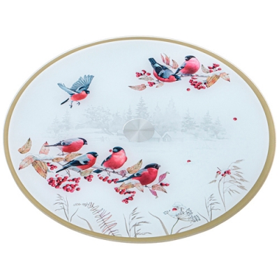 Тортовница вращающаяся "Снегири" 32*2,5 см 357-259