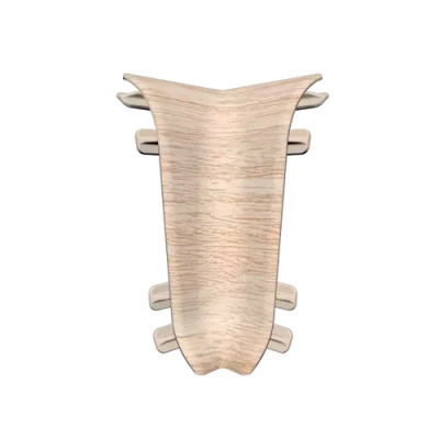 Угол внутренний для плинтуса 55мм "Идеал Классик", 254 Ясень светлый