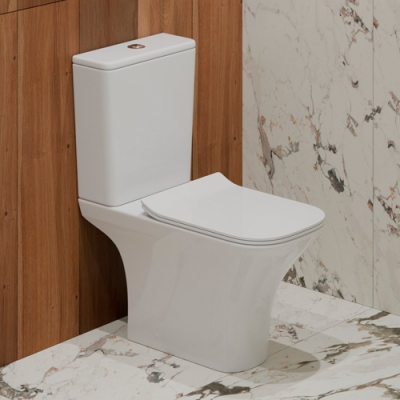 Унитаз-компакт EvaGold T2335 безободковый круговой смыв, сиденье тонкое ДП, гориз. выпуск