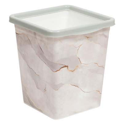 Ведро для мусора с фиксатором квадратное 8,5л с декором "Белый Мрамор" 940856 "Виолет"