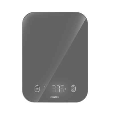 Весы кухонные Centek CT-2480 LED GRAY, сенсор, 150х15х205мм, max 5кг, шаг 1г, Авто Ноль/Выкл
